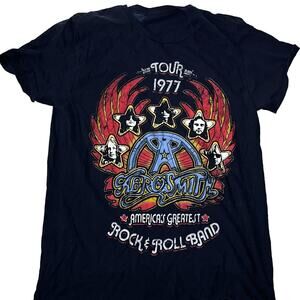 Aerosmith Adult MD Retro 1977 Tour America's Greatest Rock Band Graphic T-shirt